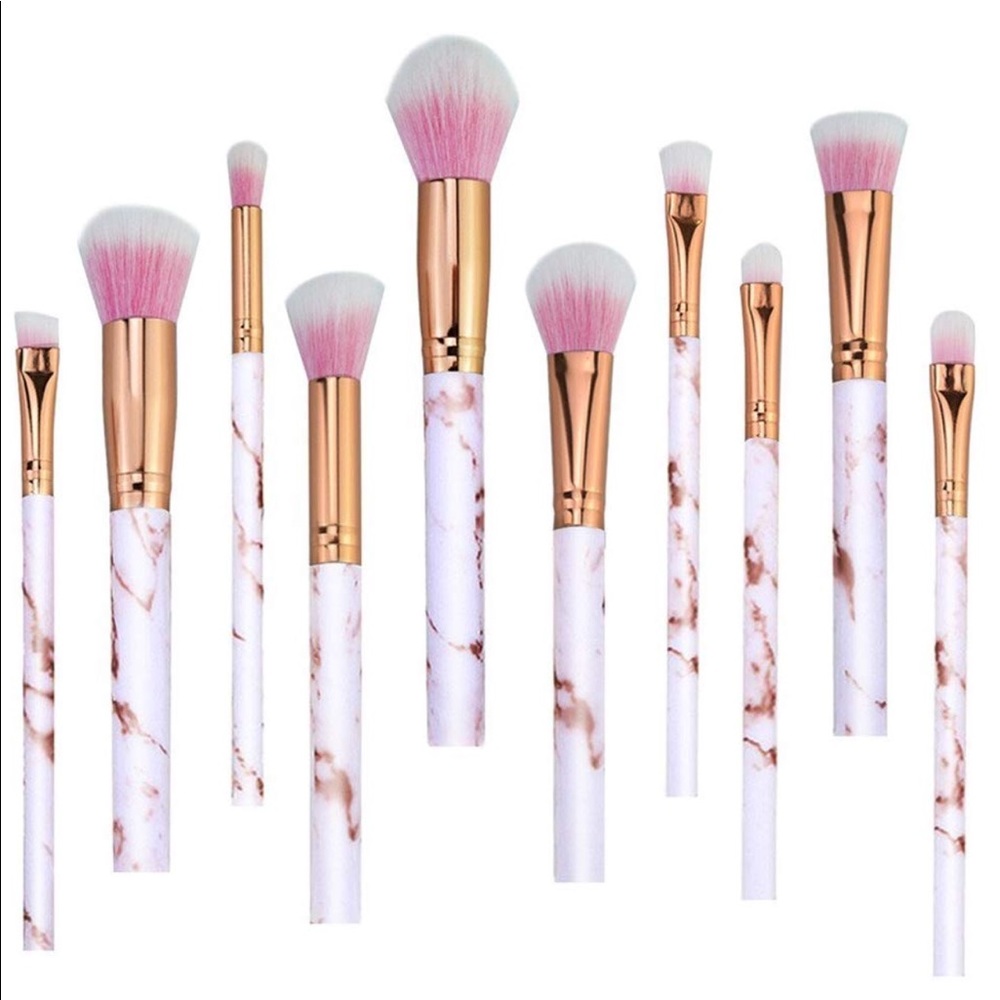 ✨HP ✨ 10 piece Pink Marble Makeup Brush Set